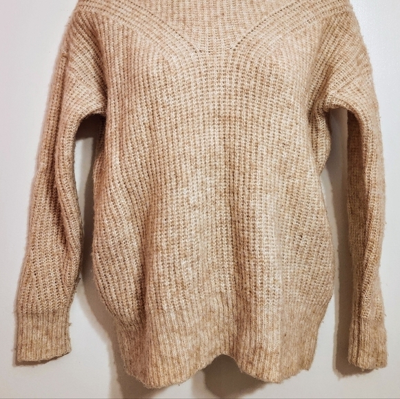 Madewell Belfiore Ribbed Wool Blend Tan Oversized Sweater XX Small - Picture 4 of 11